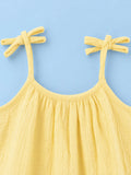 Organic Cotton Girls Sleeveless Summer Dress with Ruffle Hem - Yellow