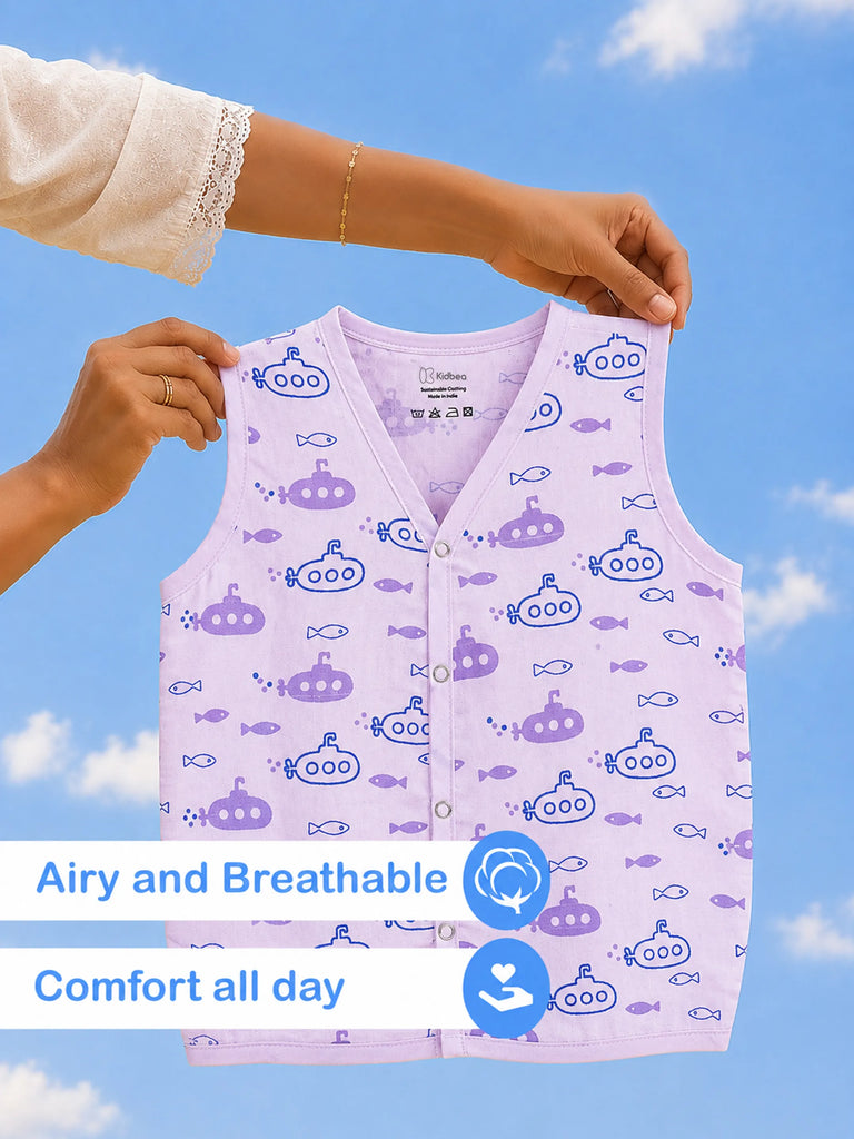 BambooTEC™ Bamboo Muslin Baby Jhabla – Submarine & Fish Print