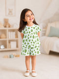 Organic Cotton Unisex Kids Co-ord Set – Soft Breathable Leaf Print T-Shirt & Shorts Set