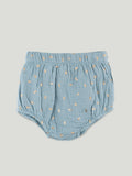 Girls Organic Cotton Sky Blue Floral Print Dress & Bloomers Set with Headband