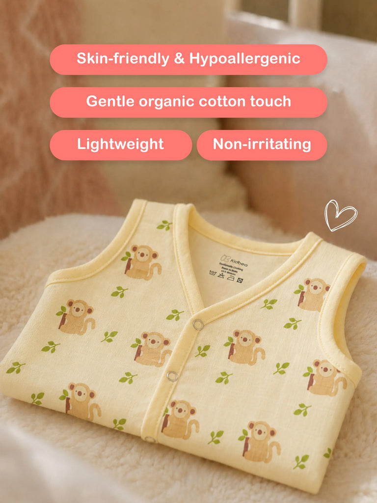 BambooTEC™ Bamboo Muslin Baby Jhabla – Monkey & Leaf Print