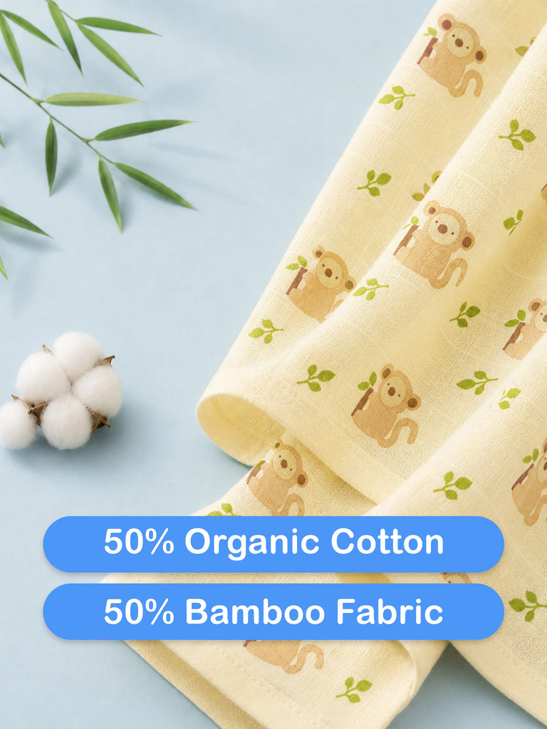 BambooTEC™ Bamboo Muslin Baby Jhabla – Monkey & Leaf Print