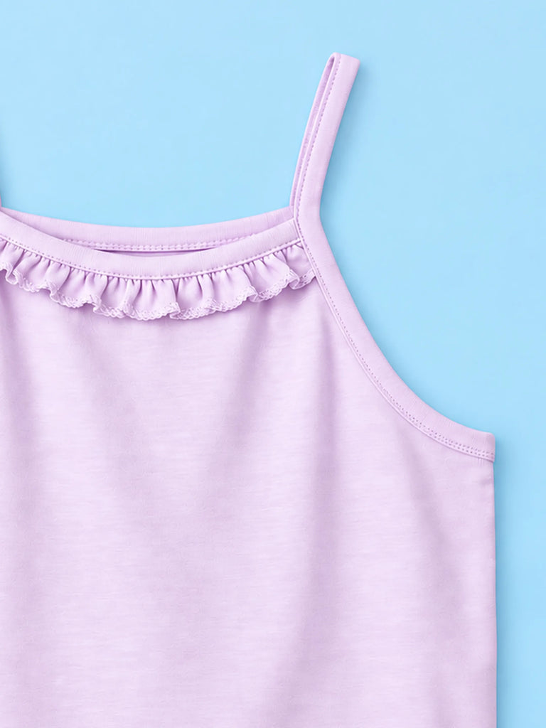 BambooTEC™ Bamboo Girls Camisole – Lavender Sleeveless Ruffle Camisole