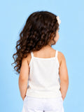BambooTEC™ Bamboo Girls Camisole – White Sleeveless Ruffle Neck Camisole
