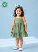 Girls Organic Cotton Sage Green Dress with Matching Headband