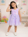 Baby Girl Party Dress – Lavender Tulle Floral Embroidered Dress with 3D Flower Applique
