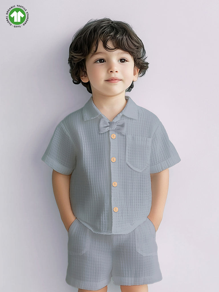 Light Linen Shirt & Pant Grey Co-ord Set