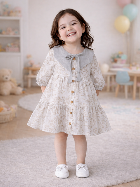 Baby Girl Ruffle Sleeve Detail Frock | 100% Organic Cotton