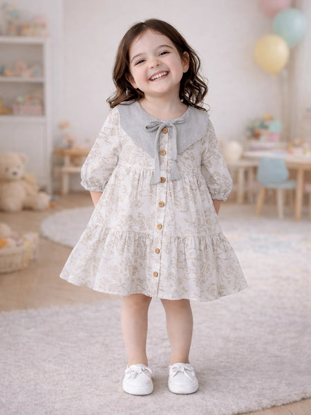Baby Girl Ruffle Sleeve Detail Frock |  Organic Cotton