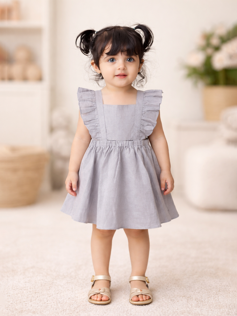 Baby Girl Ruffle Sleeve Detail Frock | 100% Organic Cotton