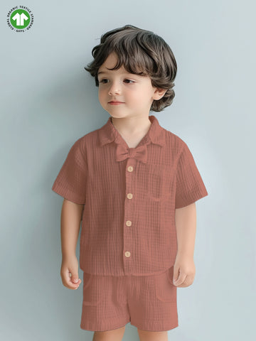 Light Linen Shirt & Pant Rust Co-ord Set