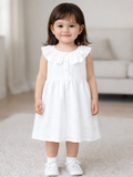 Baby Girl White Sleeveless Ruffle Frock | 100% Organic Cotton
