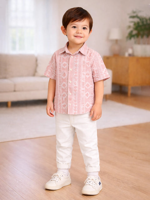 Boy Ethnic Print Half Sleeve Shirt | 100% Organic Cotton