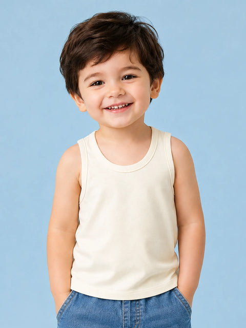 BambooTEC™ Boys Bamboo Fabric Off White Solid Vest