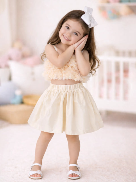 Baby Girl Party Co-ord Set | Soft Ruffle Top & Flared Skirt
