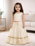 Girls Cream Lehenga Choli Set | Festive Ethnic Outfit Kids