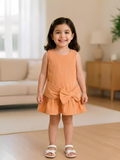 Baby Girl Sleeveless Frock with Bow Detail
