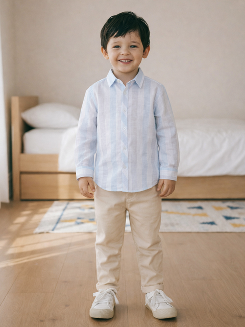Boy Multicolour Striped Shirt | 100% Organic Cotton
