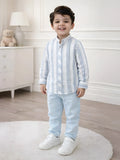 Boy Grey Striped Full Sleeve Shirt | 100% Organic Cotton