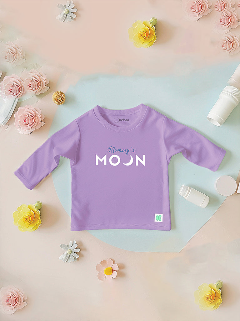 Premium 100% Bamboo Ultra- Soft fabric Full Sleeve Baby Boys T-Shirt with Mommy's Moon Print - Lavender