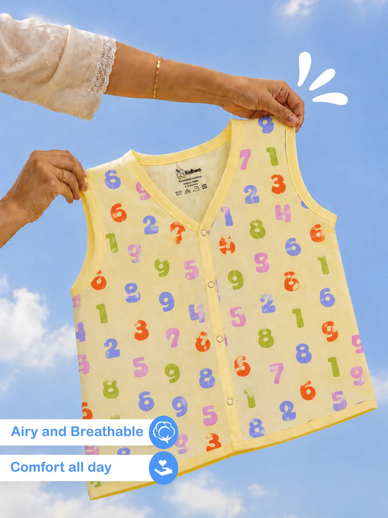 BambooTEC™ Bamboo Muslin Baby Jhabla Pack of 3 – Numbers, Monkey & Magical Fantasy Print
