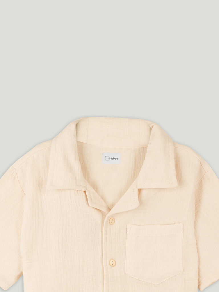 Light Organic cotton Shirt & Pant Off-White Co-ord Set
