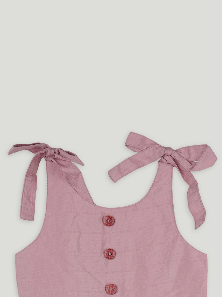Baby Girl Pink Knot Strap Frock | 100% Organic Cotton