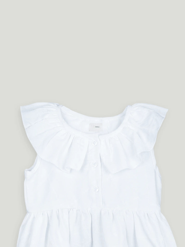 Baby Girl White Sleeveless Ruffle Frock | 100% Organic Cotton