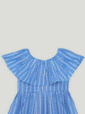 Girls Blue Printed Sleeveless Frock | 100% Organic Cotton