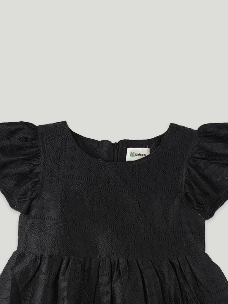 Baby Girl Black Ruffle Sleeve Frock