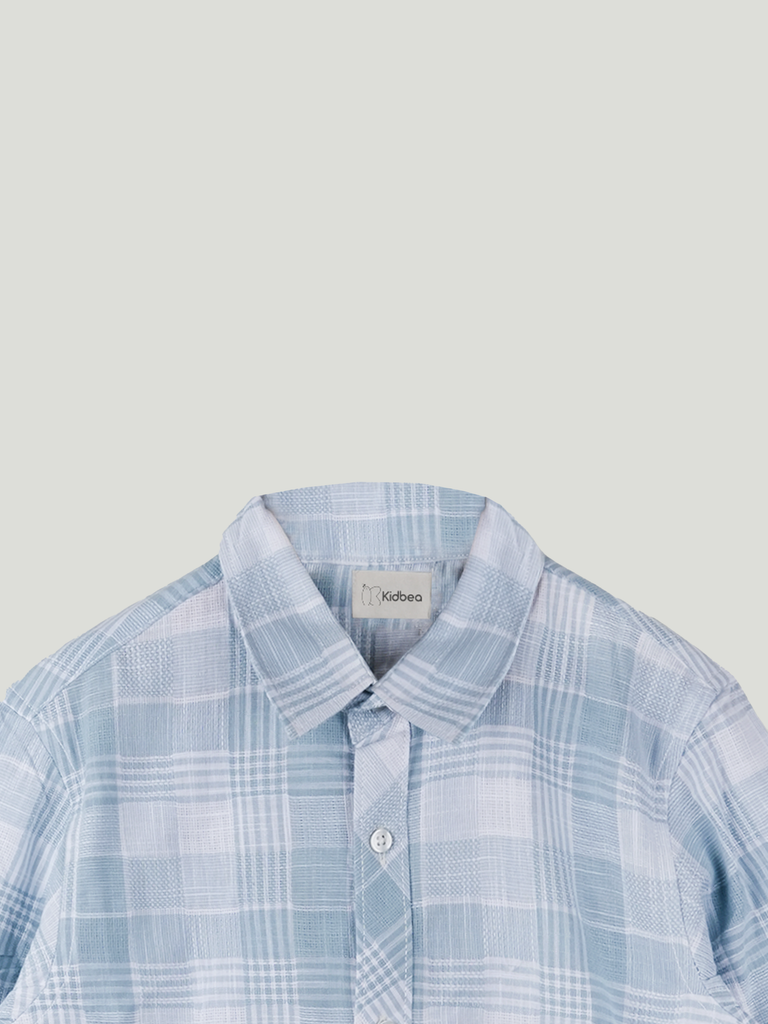 Boys Light Blue Checked Shirt | 100% Organic Cotton