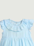 Light Linen Sky Blue Girls Frock | Blue