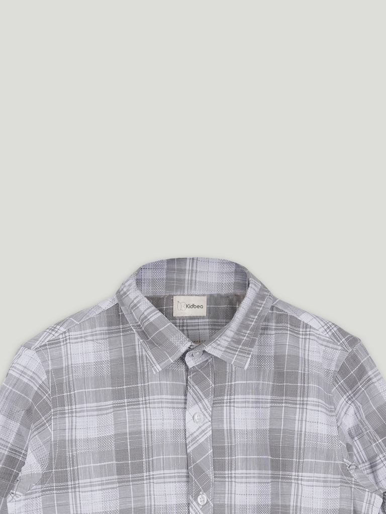 Boy Solid Blue Casual Shirt | 100% Organic Cotton