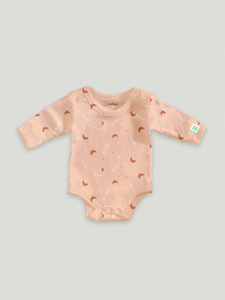 Unisex Premium 100% Bamboo Ultra-Soft fabric Onesies with Half Moon Print - Bleached Apricot