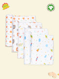 Kidbea bamboo fabric baby swaddles| Packof 4 | Tiger , Space, Rainbow & Cute chick