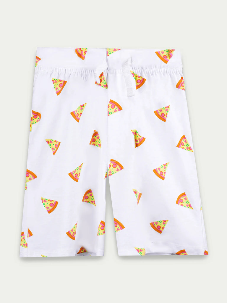 Organic Cotton Unisex Kids Co-ord Set – Soft Breathable Pizza Print T-Shirt & Shorts Set