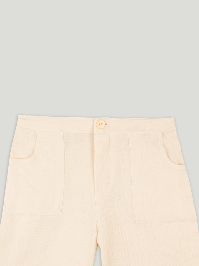 Light Organic cotton Shirt & Pant Off-White Co-ord Set
