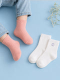 Bamboo Fabric Kids Ribbed Crew Socks Combo Pack – White & Pink (Pack of 2)