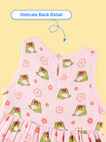 BambooTEC™ Bamboo Muslin Baby Frock – Frog & Floral Print, Soft & Breathable Dress