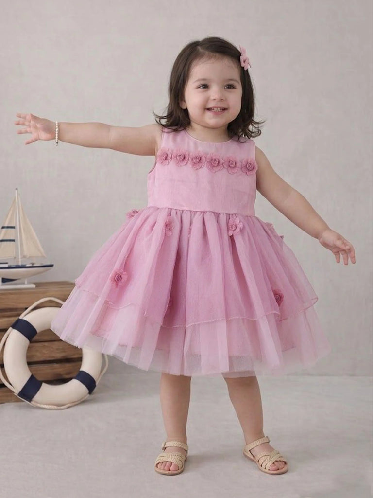 Elegant Baby Girl Pink Tulle Dress | Soft & Stylish Party Wear
