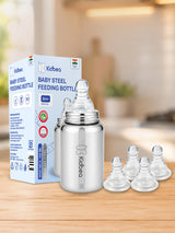 Stainless Steel Feeding Bottle 150ml with 4 Extra Nipples