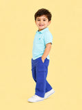 Boys Cotton Co-Ord Set – Light Blue Polo T-Shirt & Blue Cargo Pants