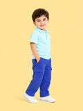 Boys Cotton Co-Ord Set – Light Blue Polo T-Shirt & Blue Cargo Pants