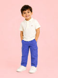 Boys Cotton Co-Ord Set – White Polo T-Shirt & Blue Cargo Pants