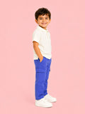Boys Cotton Co-Ord Set – White Polo T-Shirt & Blue Cargo Pants