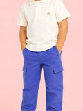 Boys Cotton Co-Ord Set – White Polo T-Shirt & Blue Cargo Pants