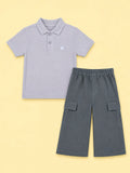 Boys Cotton Co-Ord Set – Grey Polo T-Shirt & Grey Cargo Pants