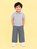 Boys Cotton Co-Ord Set – Grey Polo T-Shirt & Grey Cargo Pants