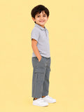 Boys Cotton Co-Ord Set – Grey Polo T-Shirt & Grey Cargo Pants