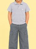 Boys Cotton Co-Ord Set – Grey Polo T-Shirt & Grey Cargo Pants
